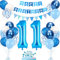 11. Geburtstag Deko Blau - Luftballon, Tortendeko, Zahl 11 Luftballons für Mädchen - Party Dekoration in Blau Weiß