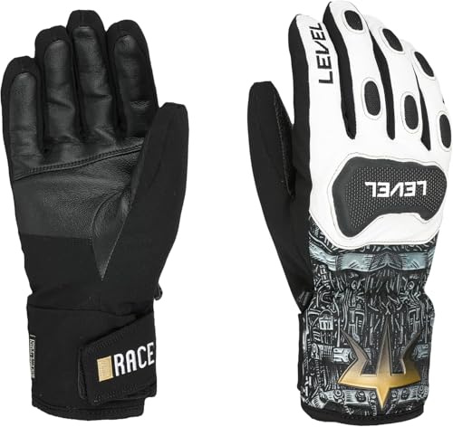 Level Replica - Skihandschuhe Herren, Knöchelschützer aus Leder und Stoff, Winterhandschuhe Herren Wasserdicht für Extreme Kälte, Thermohanschuhe für Skifahren, Schneebekleidung