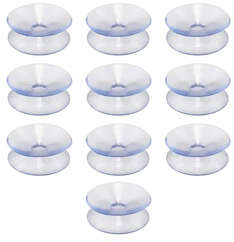 BEPSYOM 10 Piezas Ventosa Doble Cara, Fuerte, Duradera, Impermeable, Ultra Flexible, Ventosa Transparente en Ambos Lados para Espejos de Mesa de Cristal.