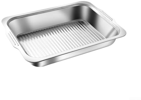 Besttoolifes Piastra per barbecue in acciaio inox con doppi manici, vassoio per grigliare in stile coreano con fondo piatto per pesce, carne, verdure, caratteristiche di sicurezza antiscivolo