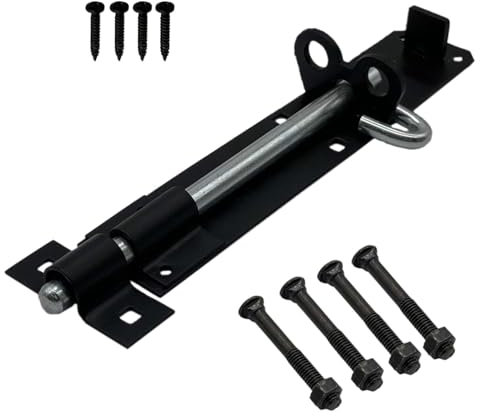 Garden Mile 1pc Black Bolt Lock For Shed Gates Doors 8 / 200mm Sliding Brenton Bolts Gate Bolts For Wooden Gates Heavy Duty Locking Black Door Bolt Weatherproof Bolts For Doors And Sheds