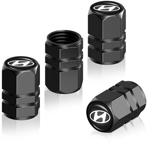 4 Stück Ventilkappen für Hyundai Santa Fe Palisade Kona Elantra, Reifen Ventilkappen für,Ventilkappen mit Dichtung für stabilen Reifendruck, Autoventil Kappe, Schwarz