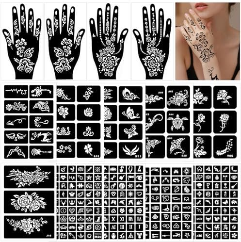 14 Hojas Kit Tatuaje, 247 PCS Plantillas de Tatuaje Temporal, Pegatinas de Tatuaje Realista para Pintura Facial Body Art