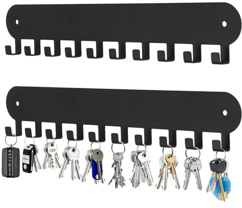 AIVORO 2 Stück Schlüsselbrett, Stahl Schlüssel Aufhänger, mit 10 Haken, Kein Bohren erforderlich
