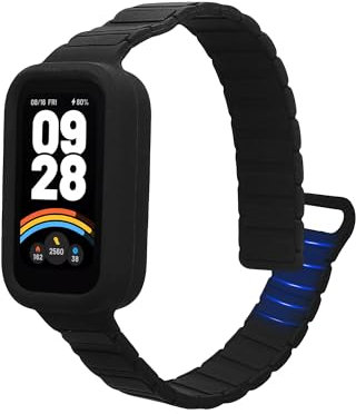 kwmobile Bracelet compatible avec Xiaomi Redmi Band 3 / Smart Band 9 Active bracelet - Bracelet de rechange pour fitness tracker en silicone - noir