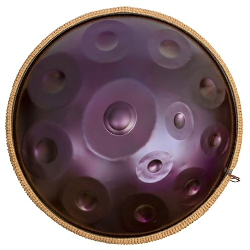 SQSXCKIQ Handpan-Instrument, 432 Hz, 22 Zoll, 12 Töne, Lila, professionelle handgefertigte Handpan für Musik, Yoga