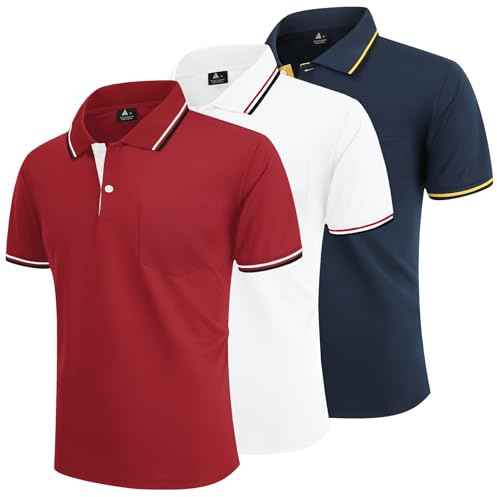 LLdress Polo para Hombre Paquete de 3 Polos Manga Corta Camiseta de Golf Ligera y Transpirable T Shirt de Tenis Verano