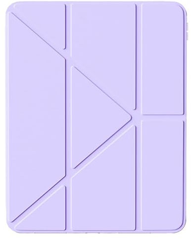 A-BEAUTY Custodia Compatibile con Samsung Galaxy Tab A8 10.5 Pollici (SM-X200/X205/X207) con Portapenne, Cover Trasparente Antiurto, Supporto Trifold 6 in 1 a Forma di Y, Lilla