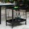 casa.pro Carro de Servicio Bard para Jardín Carrito Auxiliar con 4 Ruedas y 5 Ganchos Uso Exterior Interior Carro de Barbacoa de 2 Niveles Patio Piscina Terraza Acero 72 x 77 x 38 cm - Negro