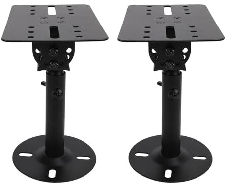 Gsycle 1 Pair Desktop Speaker Stands, Metal Wall Mount Studio Monitor Bracket with Telescopic Rod Audio Riser for Most Small and Medium Bookshelf Speakers