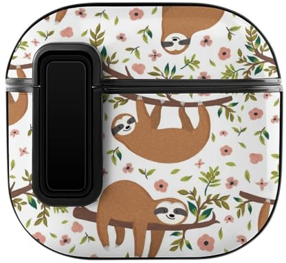 Niapessel Schutzhülle für AirPods 4, niedliche Faultiere auf Ästen, kompatibel mit Apple Airpods 4. Generation, Hülle für Damen und Herren, PC-Hartschale, vollständige Schutzhülle