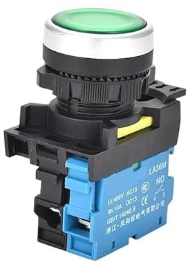 Interruttore a pulsante momentaneo LA36M da 22 mm con luce LED 12 V 24 V 220 V interruttore a pulsante illuminato, apri/chiudi(Green,MOMENTARY_1NO_24V)