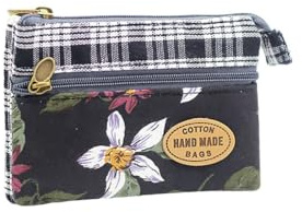 ZWWOGE Mini Portamonete, Vintage con Stampa Floreale Delicata, Portafoglio in Cotone per Signore e Donne, Mini Portamonete Piccolo con Cerniera per Spiccioli, Carta, Ricevuta, Monete