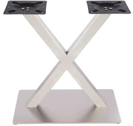 TTISJHK Tischbein Edelstahl X-förmig 72cm, belastbar bis 200kg, modernes Tischgestell aus Edelstahl 201 für Esstisch, Couchtisch & Schreibtisch, Silber, inkl. Montagematerial