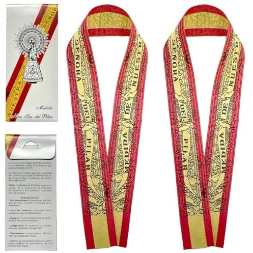 RA RETAIL AMZ Cinta Virgen del Pilar Original – Medida Virgen del Pilar Tradicional de Protección – Pulsera Virgen del Pilar Ajustable – Incluye Regalo de Pulsera Bandera España – Hecha en España