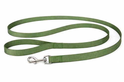 hundeleine - ziggi kaki - 130 cm x 25 mm - Nylon hundeleine - karabinerhaken mit glänzender nickelbeschichtung
