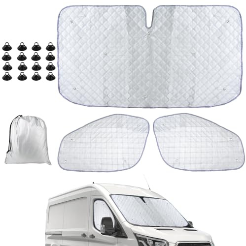 Junhui Parasol para Parabrisas Delantero de Coche para Ford Transit Van MK8 2014-2023, Juego de Parasol Térmico Interno, Cabina del Conductor