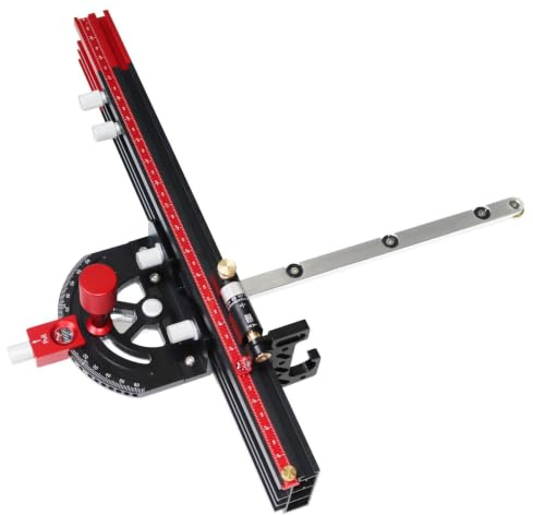 Table Saw Miter Gauge, 89cm Extendable Fence, -60° to 60° Adjustable Angle | 23 Precise Angle Stop Devices, for Repeatable Angled Cuts and Mortises, Standard T Slot 3/8 x 3/4, for Accurate Engraving