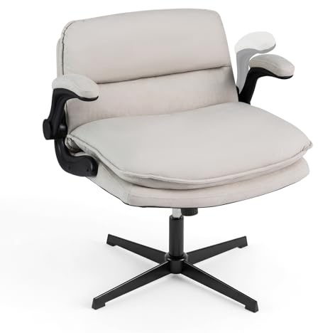 COSTWAY Sedia da Ufficio, Poltrona Relax Altezza Regolabile (Senza Ruote) | Funzione Dondolo, Braccioli Ribaltabili e Base Robusta, per Ufficio Studio Soggiorno, Portata 150 kg
