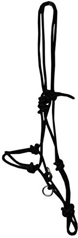 AMKA Knotenhalfter mit Ringen schwarz Gr. Vollblut für Ausbildung, Bodenarbeit, Longieren oder zum Reiten Sidepull Halfter gebisslos Bitless