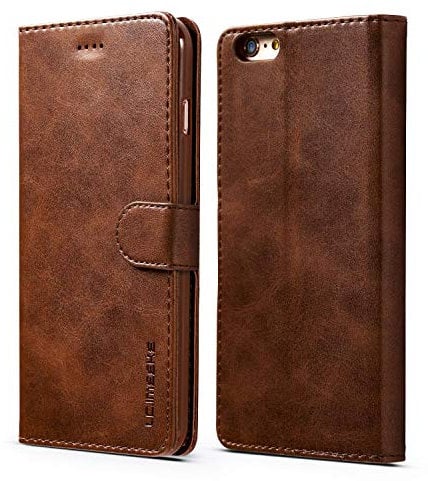 ZTOFERA Leather Case for iPhone 5/5S/SE, Wallet Flip Ultra Thin Retro TPU Case with [Card Slots] [Magnetic Closure] [Stand] Case for iPhone 5/5S/SE - Dark Brown