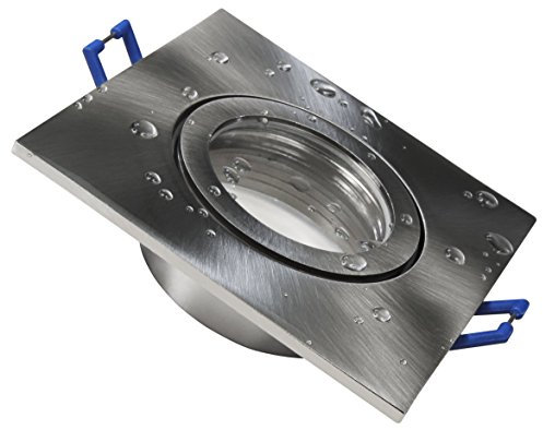 McShine - Einbaurahmen Einbaustrahler Rahmen für LED und Halogen | DL-54 | eckig, Clip-Verschluss, IP44, Edelstahl gebürstet
