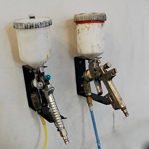 Gravity Feed Universal HVLP Respray Gun Holder Bracket - Wall Mountable, Airline Hoses to Hooked on and Secured - For Spray Booths, Spraying, Workshop Warehouse, Factory