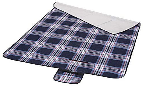 BERGER Picknickdecke 135 x 190 cm │ kleine Stranddecke wasserdichte Picknickdecke für Strand, Camping & Garten │ mit Tragegurt & Klettband, waschbar & faltbar, kleines Packmaß, wasserabweisend