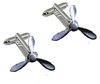 FT258A Manschettenknöpfe für Flugzeug, 3 Klingen, 3,4 cm, aus feinem englischen Zinn, 2 Stück