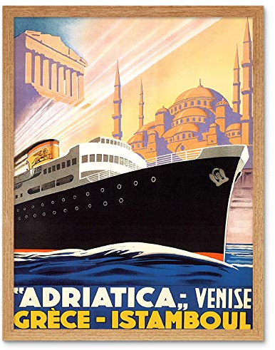 Wee Blue Coo Travel Tourism Ship Cruise Adriatic Venice Greece Istanbul Vintage Art Print Framed Poster Wall Decor Kunstdruck Poster Wand-Dekor-12X16 Zoll