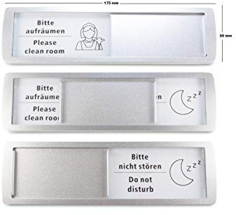GROßES Bitte AUFRÄUMEN Schild XL: 17,5 x 5 cm - Mit Schieber & Festhaltemagneten - Schiebeschild - Hotelzimmerschild - Starke 3M Klebefläche - Hotelschild - Zimmer reinigen putzen (1)