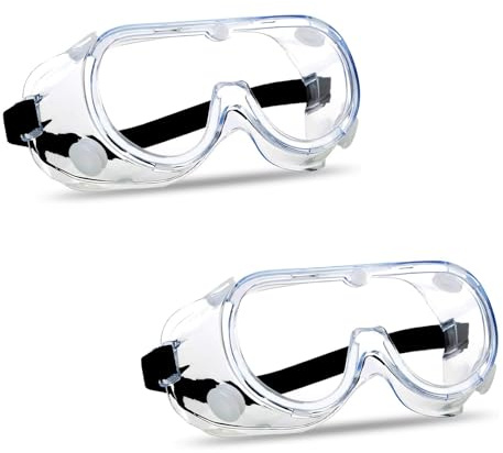 Super More 2PCS Anti-Fog Protective Safety Goggles Clear Lens Wide-Vision Adjustable Chemical Splash Eye Protection Soft Lightweight Eyewear