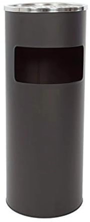 EVRE Stainless Steel Standing Ashtray Cigarette Bin | Outdoor Indoor Rubbish Bin with Inner Bucket 17L (Matt Black)
