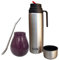 Gaucho Bruno Kit Yerba Mate - Ensemble de Gourde, Paille et Thermos - Tasse en Céramique, Paille Bombilla en Acier Inoxydable et Gourde Isotherme 1L - Pourpre