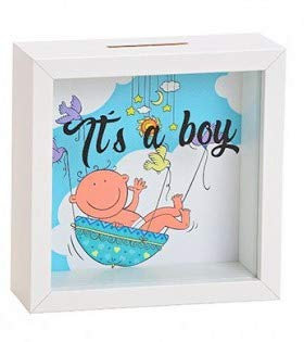 MC Trend Spardose zur Geburt Sparbüchse Junge Geld Geschenk-Idee Baby-Party (Blau)