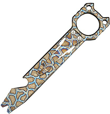 Twosun Titanium EDC Outdoor Multifunctional Prybar Bottle Opener With Pocket Clip CNC TST003 (Flame Ti)