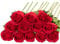 Floralsecret 12 Pcs Artificial Roses Flowers Silk Flower Bouquet Fake Single Stem with Long Stem for Home Wedding Party Garden Decoration (Red)
