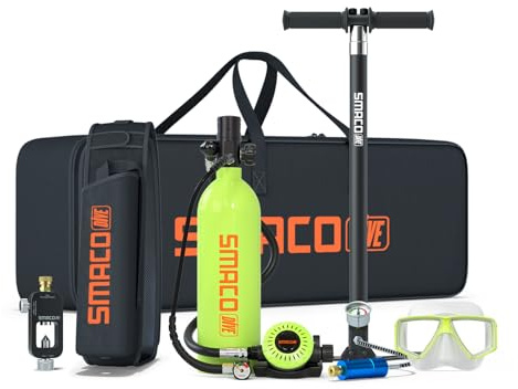 SMACO Bouteille de Plongée pour Respirer Profondeur de 5m, Mini Cylindre de Plongée sous-Marine, Capacité 1L, Peut comme Cylindre de Source d'air de Secours, Sauvetage d'urgence S400 Pro