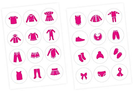 Möbelaufkleber Ordnungssticker für Kleidung pink/weiß - Möbelfolie Kinderzimmer, Kleiderschrank, Ordnung lernen, Aufbewahrung, Ordnungssystem