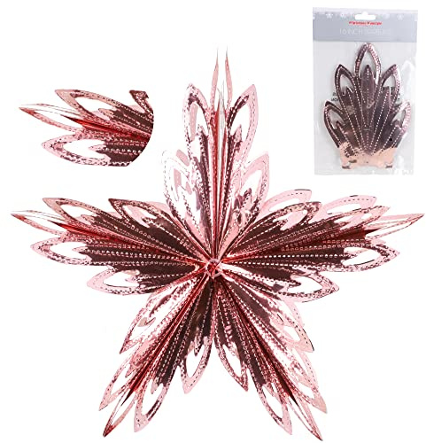 Christmas Concepts® 16 Zoll (1,3 Fuß) große Folie 3D-Stern hängende Dekoration – Weihnachtsbesatz (Roségold)