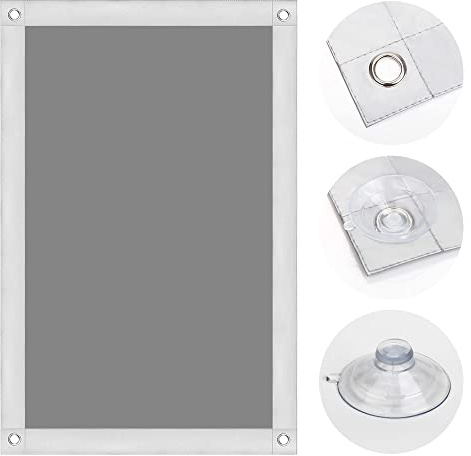 OBdeco Thermal Roller Blind, 100% Blackout Sun Protection, Blackout Roller Blind for Skylights, Heat Protection, No Drilling with Suction Cups (Grey, 60 x 78 cm for MK04)