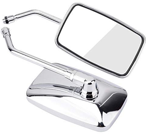 Motorradspiegel Universal Square Rückansicht Seite Rückansicht Seitenspiegel Einstellbare Monitoranzeige Autozubehör für Roller Moped Sportler Dirt Bike Cruiser 2 Stück(Chrom)