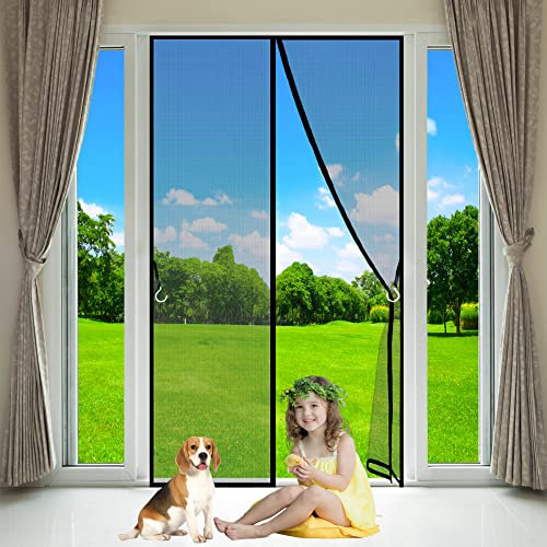 Kit Zanzariera Per Finestra Grande Misura, 220x190cm, Adesiva Con Nastro, Zanzariere Magnetiche Tenda Rete Anti Zanzare Insetti, Nero, personalizzabile