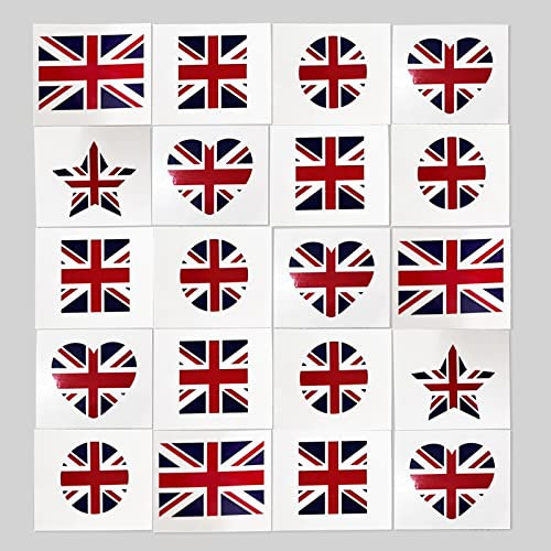 Famiker British Flag Tattoo Stickers, Union Jack Temporary Tattoos Queens Platinum Jubilee Tattoos Stickers 2022 Party Favours, International Competitions Waterproof Flags Tattoo Sticker Set (60PCS)
