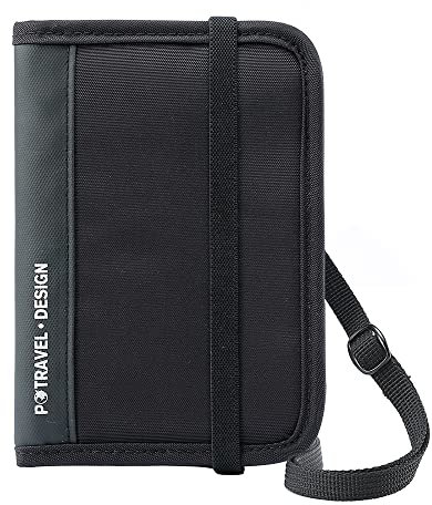 poemluve Reisepass Tasche Reisepasshülle Ausweistasche Klein Brieftasche mit RFID Blockier Wasserdicht für Damen und Herren (Schwarz, S)