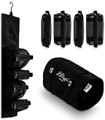 BBlissful Kulturtasche für Damen, Herren, Kinder – zum Aufhängen & rollbar [Größe variabel], wasserabweisend I Kulturbeutel Waschtasche Kosmetiktasche – Reisen Outdoor, schwarz