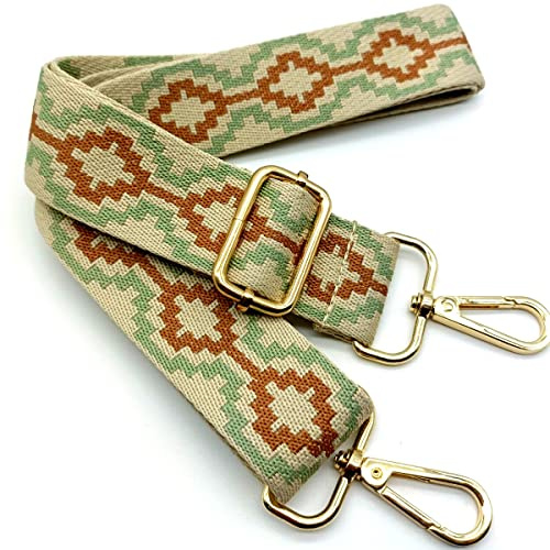 Verstellbarer Schultergurt für Taschen Braun und Grün, Taschengurte zum Wechseln, Taschengurt Breit mit Karabiner Gold, 80-130 cm Tragegurt Tasche für Damen Umhängegurte, Moderne Handtasche, 3.8cm, 20