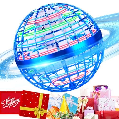 Flying Orb Ball Toy,Flying Ball Drone Hand Controlled, Flying Hover Ball Toys with LED Light, Cool Toys Birthday Gift, Cosmic Globe Boomerang Ball for Boys and Girls (Blue)