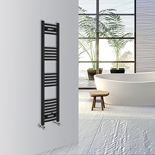 Warmehaus Curved Bathroom Heated Towel Rail Warmer 1400x300mm Black
