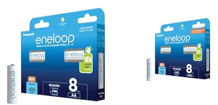 eneloop, AA/Mignon NI-MH Akku, 8er-Pack, Kapazität mit min. 2000 mAh & AAA/Micro NI-MH Akku, 8er-Pack
